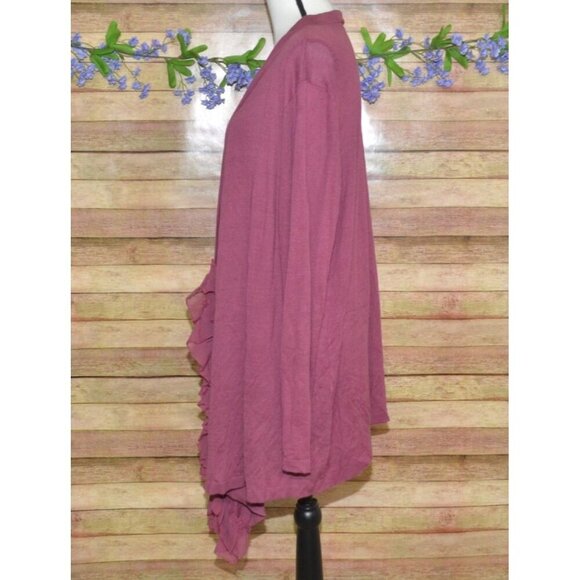Soft Surroundings Purple Ladies Open Front Cardigan Size XL Ruffled Hem Layering - Picture 9 of 12